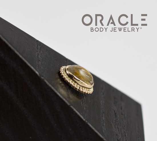 14k Rutilated Quartz Oval Threadless Gold End