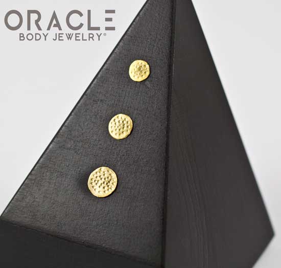 14k Hammered Disc Threadless Gold End