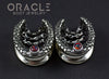 3/4" (19mm) White Brass Saddles with Nugget Texture, Chains and Black Synthetic Opals