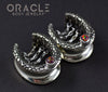 3/4" (19mm) White Brass Saddles with Nugget Texture, Chains and Black Synthetic Opals