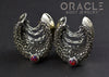3/4" (19mm) White Brass Saddles with Nugget Texture, Chains and Black Synthetic Opals