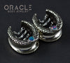 3/4" (19mm) White Brass Saddles with Nugget Texture, Chains and Blue Synthetic Opal