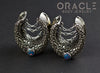 3/4" (19mm) White Brass Saddles with Nugget Texture, Chains and Blue Synthetic Opal