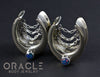 3/4" (19mm) White Brass Saddles with Chains and Blue Synthetic Opals