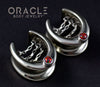 3/4" (19mm) White Brass Saddles with Chains and Black Synthetic Opal