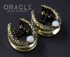 7/8" (22mm) Brass Saddles with Nugget Texture, Chains and White Synthetic Opals