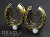 7/8" (22mm) Brass Saddles with Nugget Texture, Chains and White Synthetic Opals
