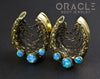 7/8" (22mm) Brass Saddles with Nugget Texture, Chains and Blue Synthetic Opals