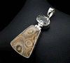 Sterling Silver Fossil Coral and Green Amethyst Pendant