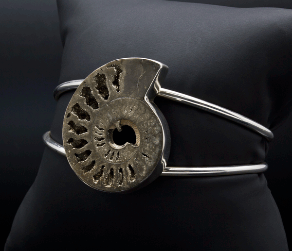 Sterling Silver Pyritized Ammonite Bracelet