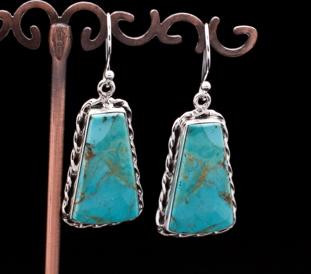 Sterling Silver Kingman Turquoise Earrings