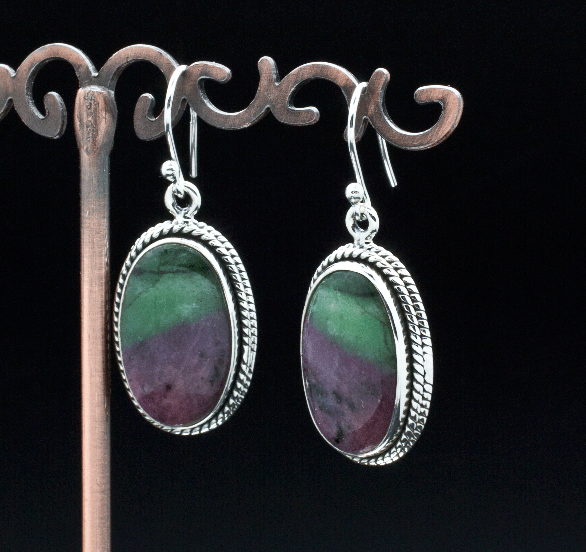 Sterling Silver Ruby In Zoisite Earrings