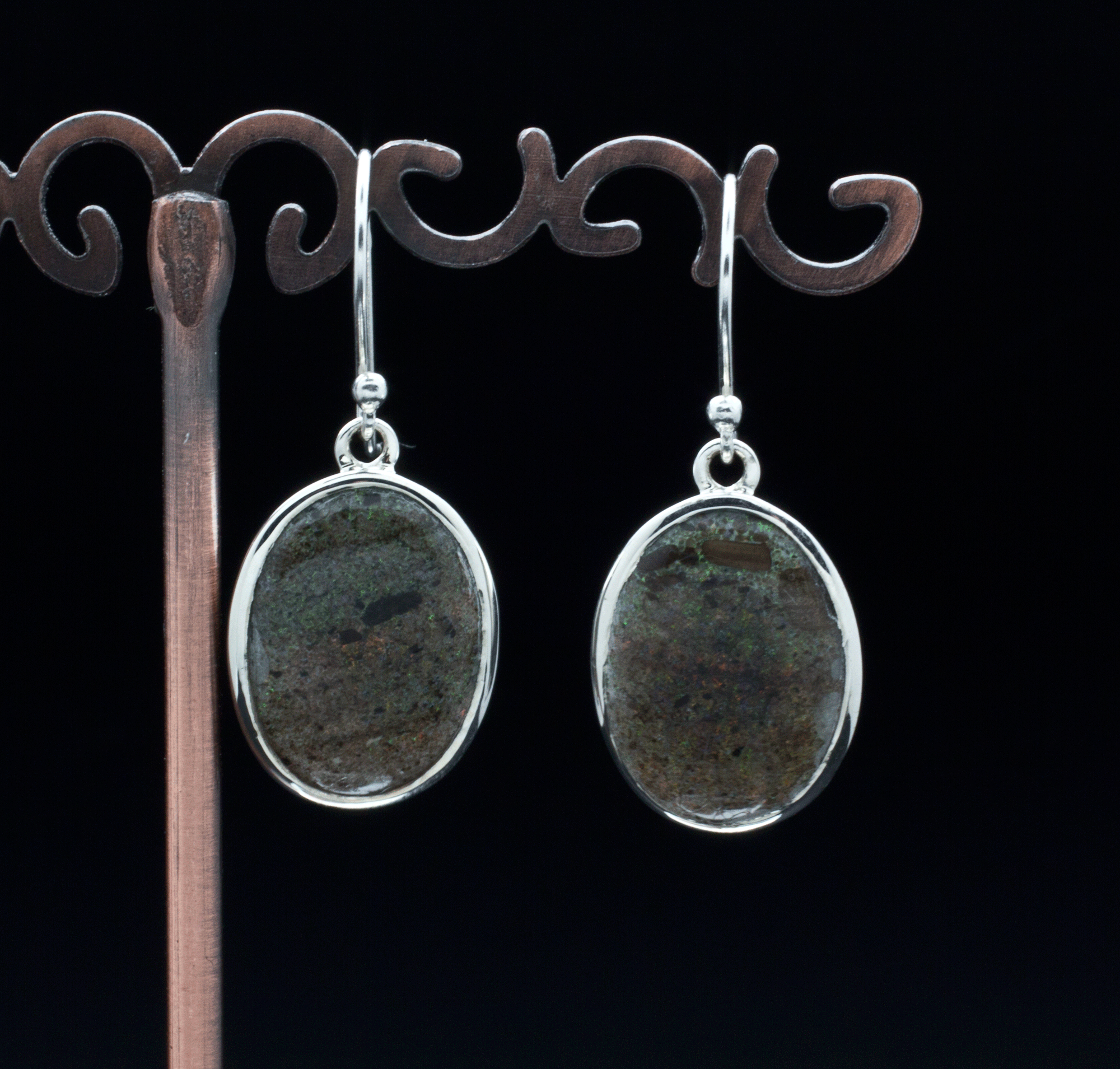 Sterling Silver Matrix Opal Earrings