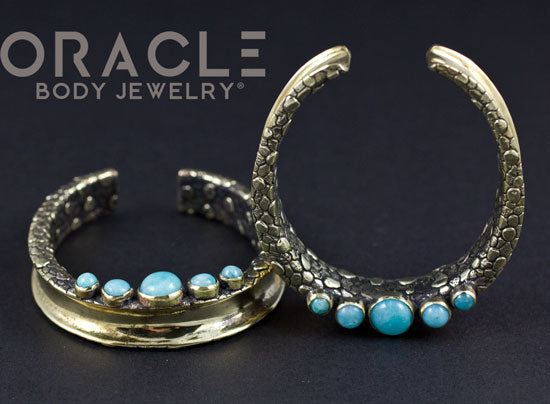 2" (51mm) Brass Saddles with Amazonite
