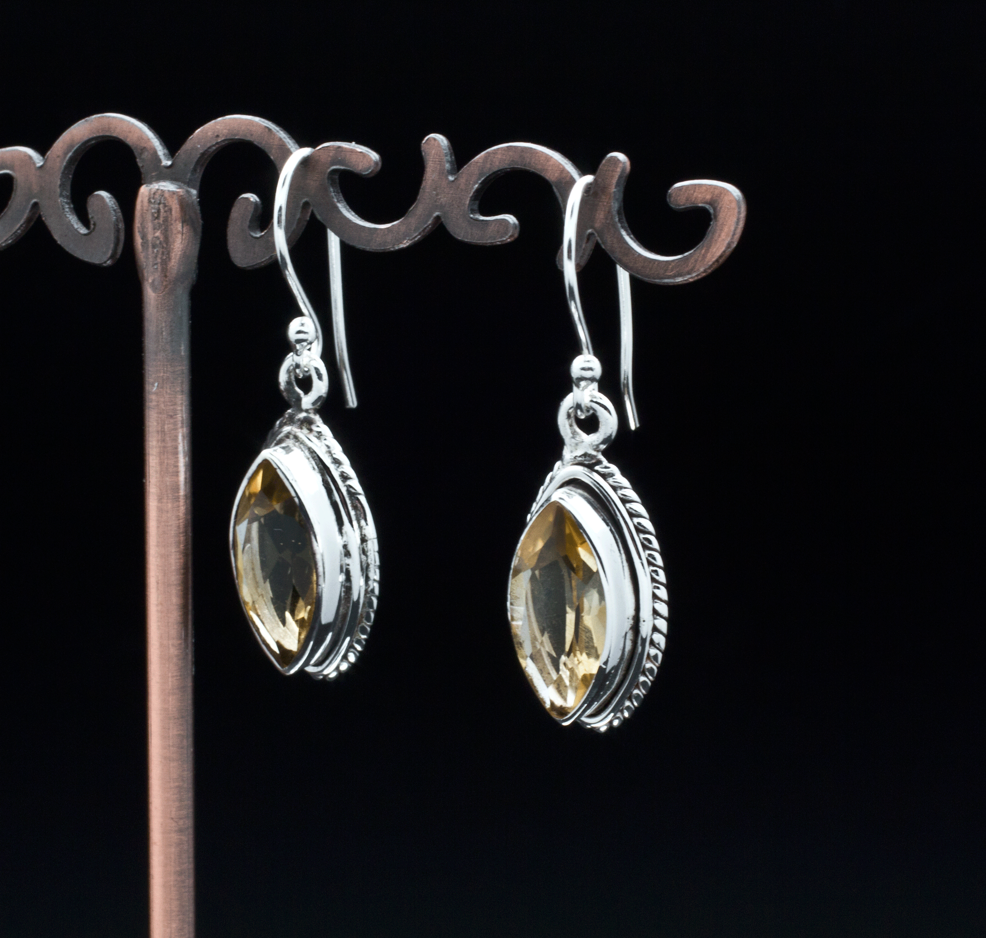 Sterling Silver Faceted Citrine Earrings