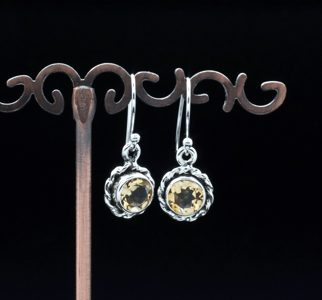 Sterling Silver Faceted Citrine Earrings