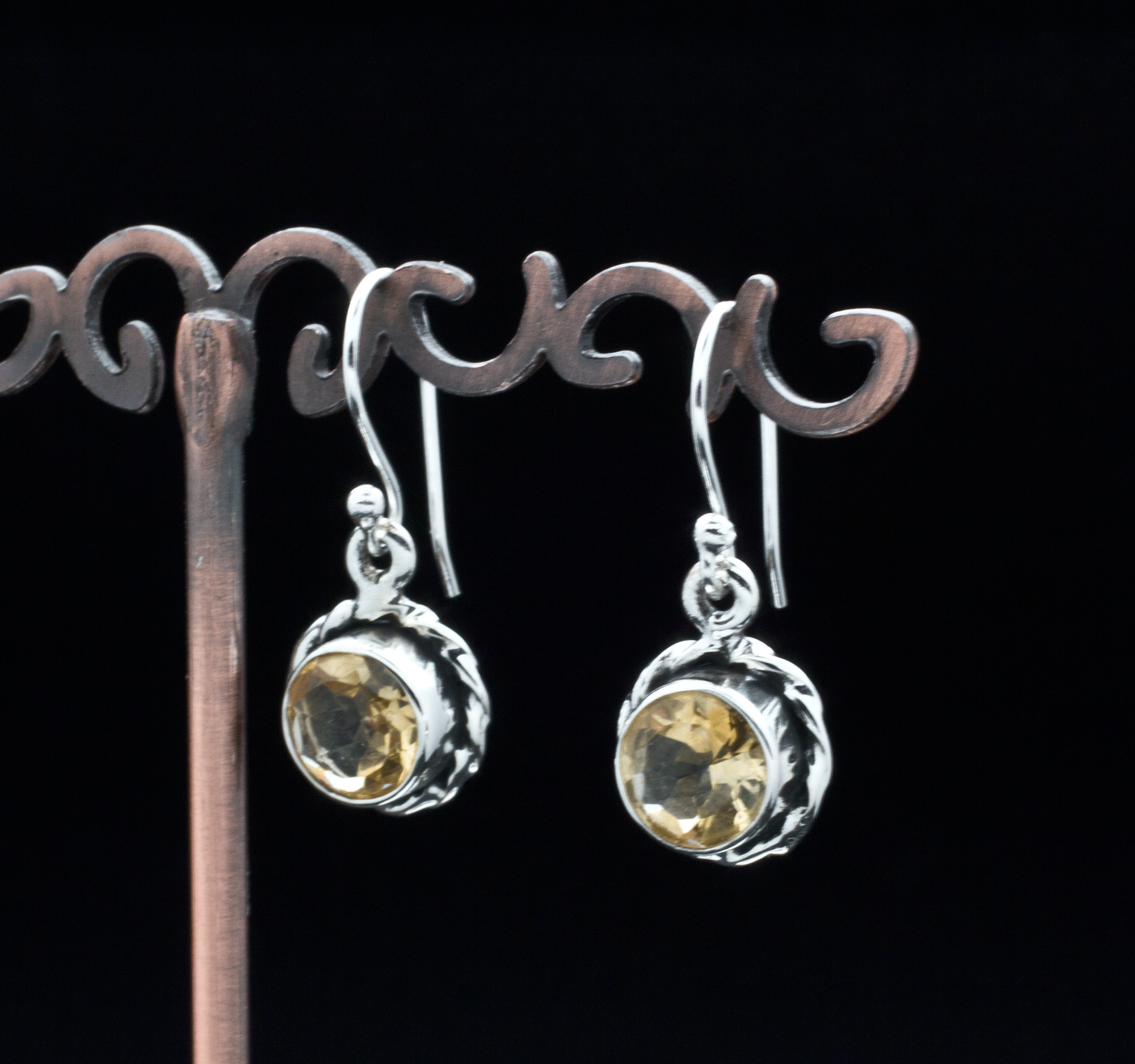 Sterling Silver Faceted Citrine Earrings