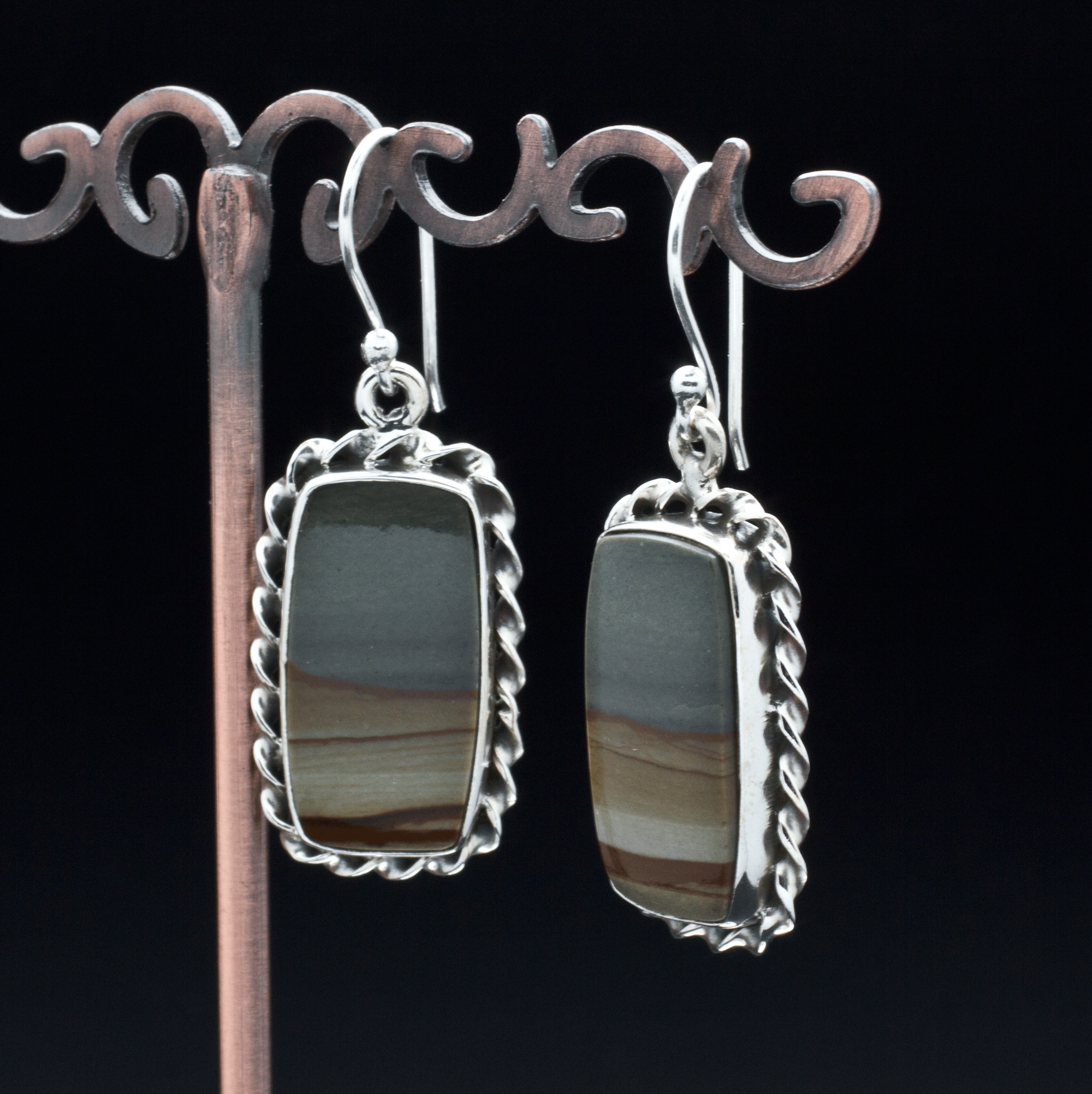 Sterling Silver Wildhorse Picture Jasper Earrings