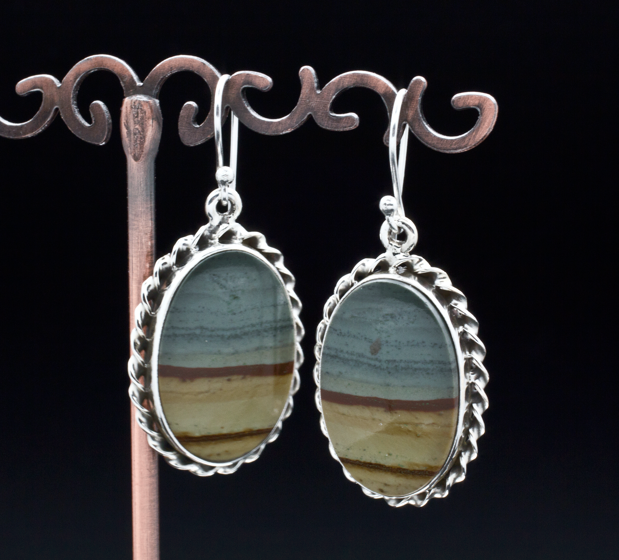 Sterling Silver Wildhorse Picture Jasper Earrings