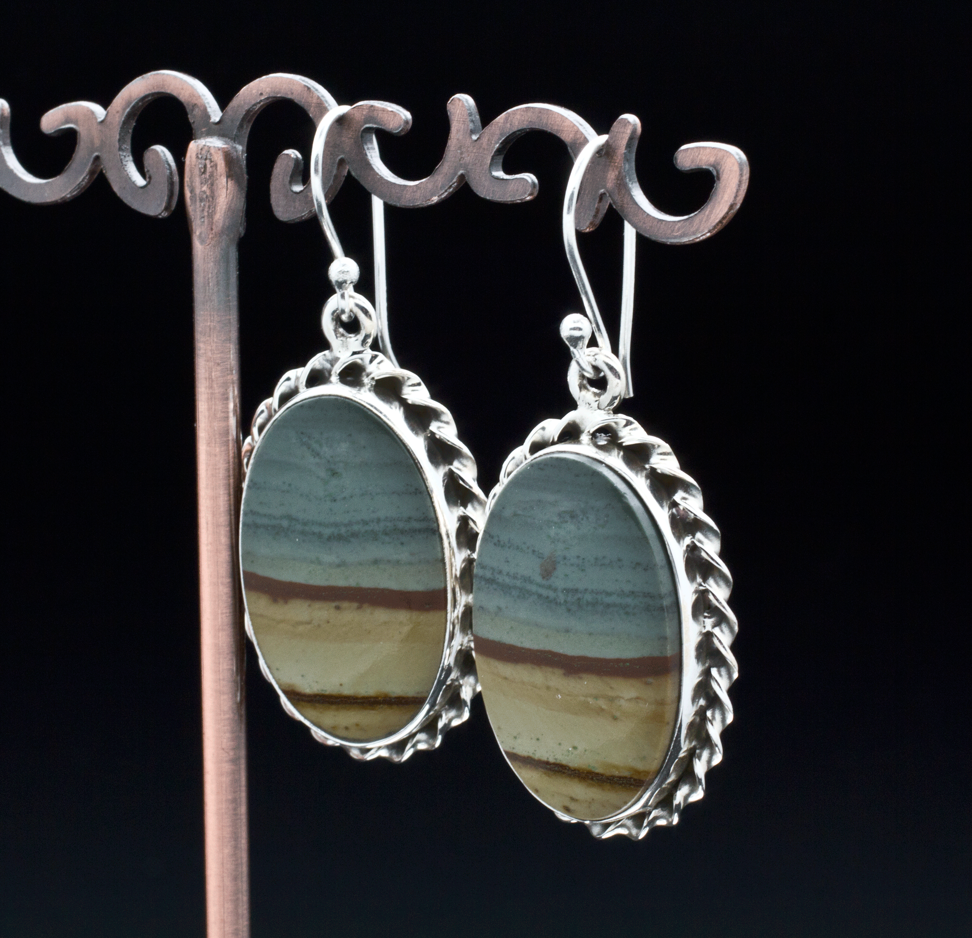 Sterling Silver Wildhorse Picture Jasper Earrings
