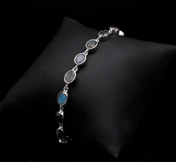 Sterling Silver Faceted Labradorite Bracelet