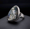 Sterling Silver Carved Labradorite Ring Size 8