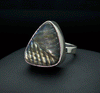 Sterling Silver Carved Labradorite Ring Size 8