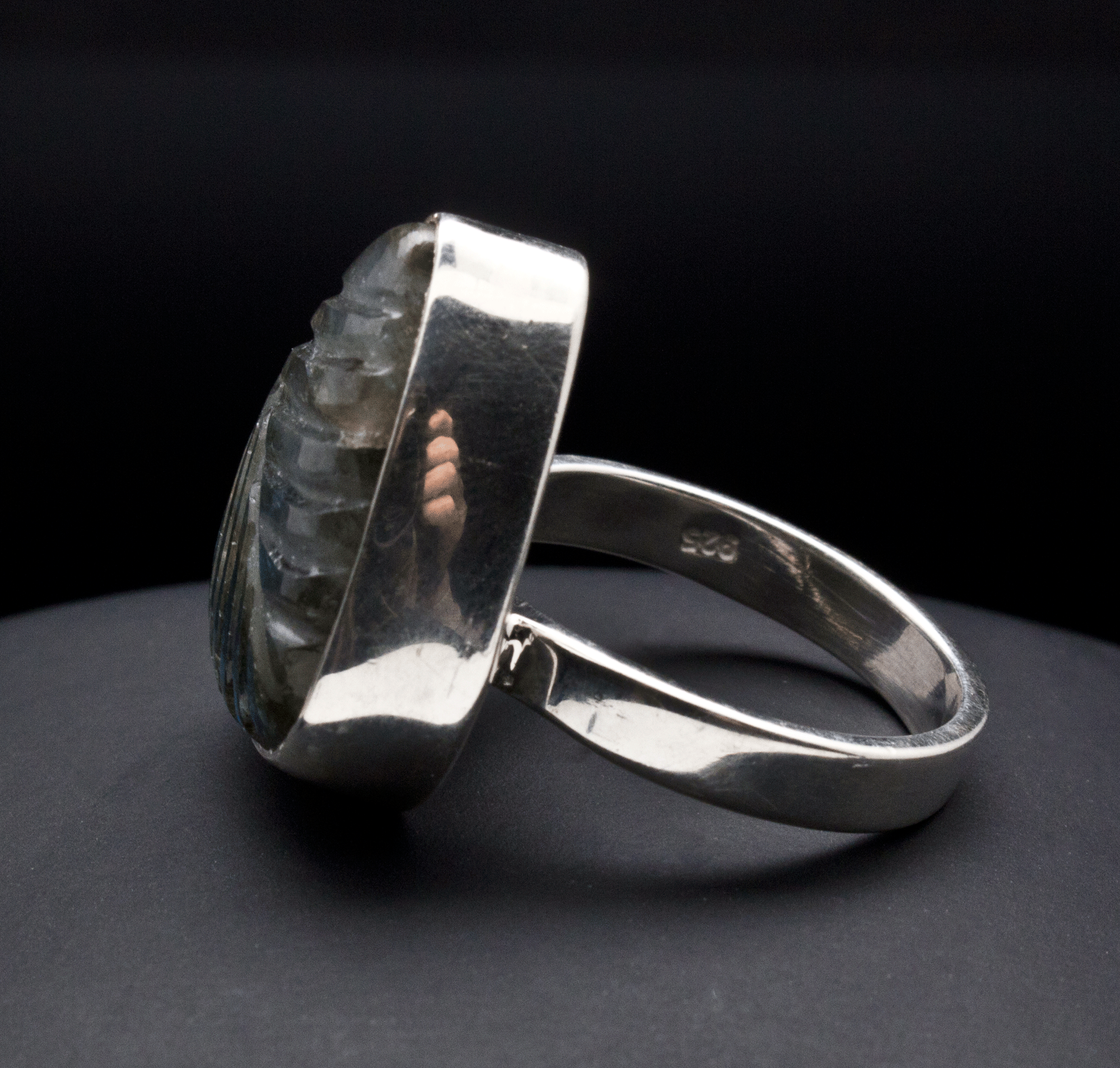 Sterling Silver Carved Labradorite Ring Size 8