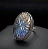 Sterling Silver Carved Labradorite Ring Size 7