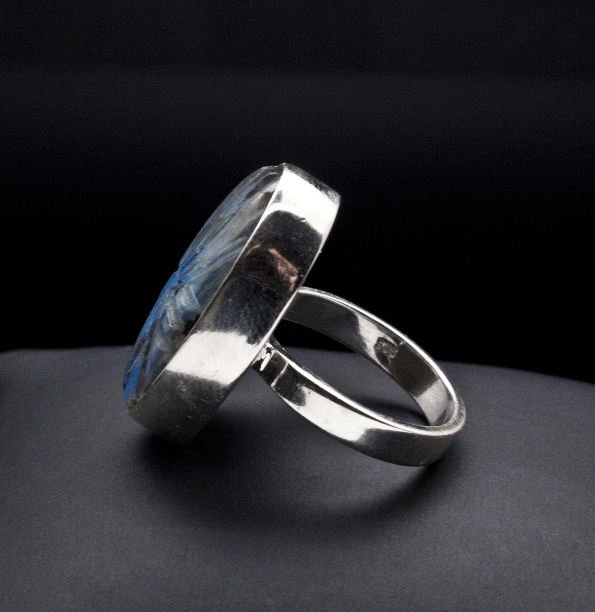 Sterling Silver Carved Labradorite Ring Size 7