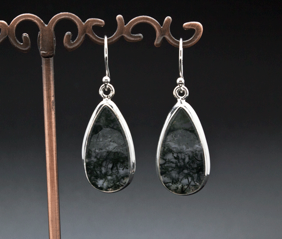 Sterling Silver Moss Agate Earrings