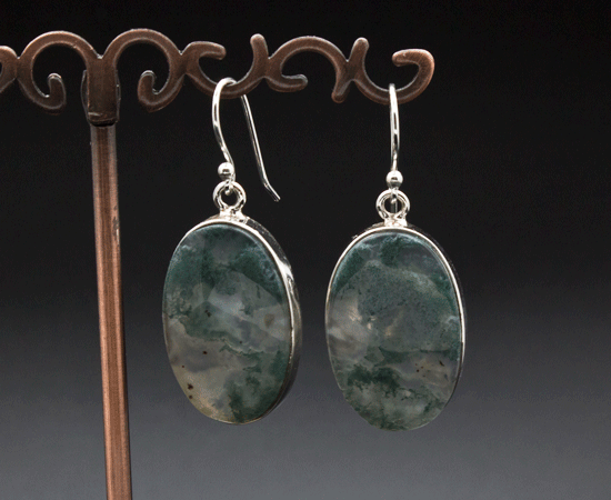 Sterling Silver Moss Agate Earrings