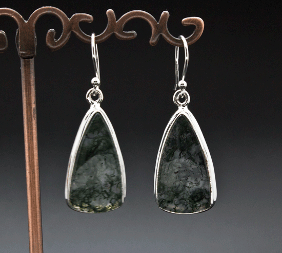 Sterling Silver Moss Agate Earrings