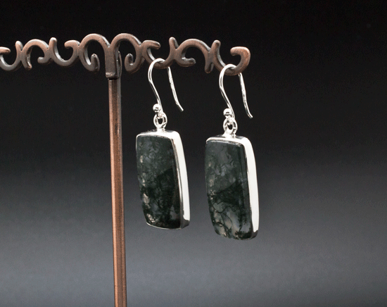 Sterling Silver Moss Agate Earrings