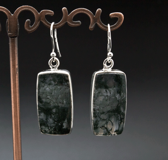 Sterling Silver Moss Agate Earrings