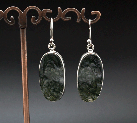 Sterling Silver Moss Agate Earrings