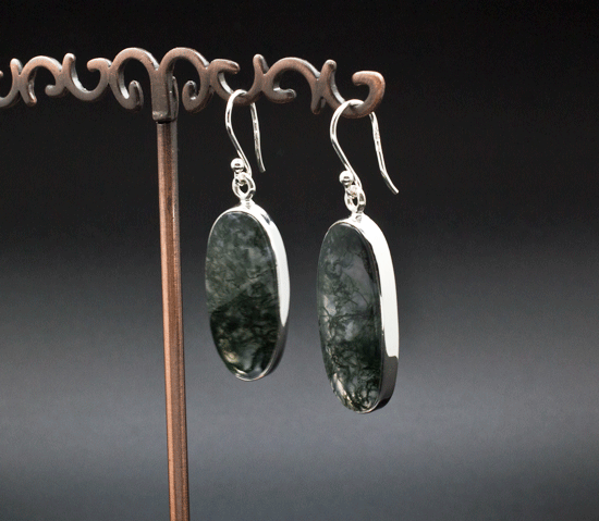 Sterling Silve Moss Agate Earrings