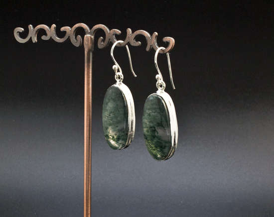 Sterling Silver Moss Agate Earrings