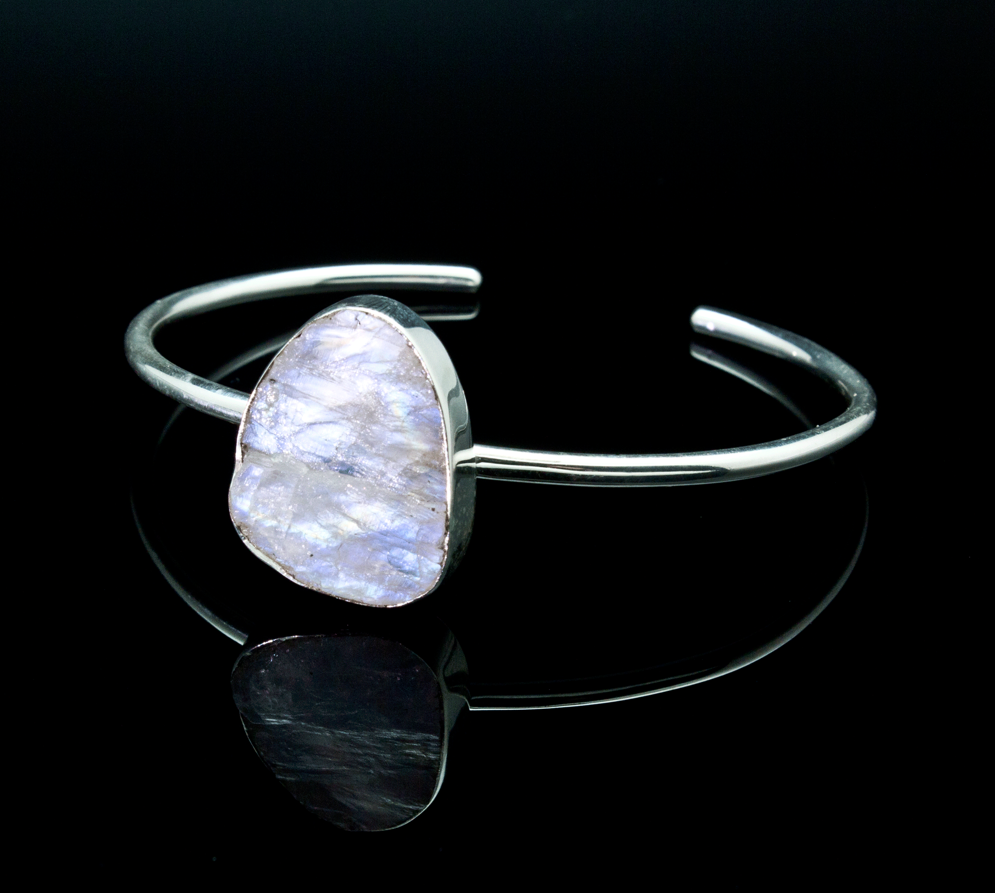 Sterling Silver Raw Moonstone Bracelet