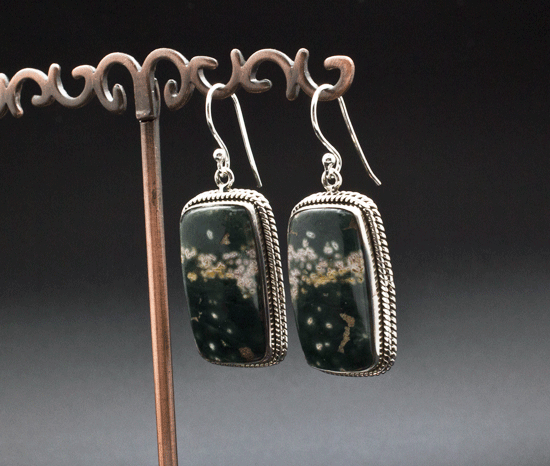 Sterling Silver Ocean Jasper Earrings