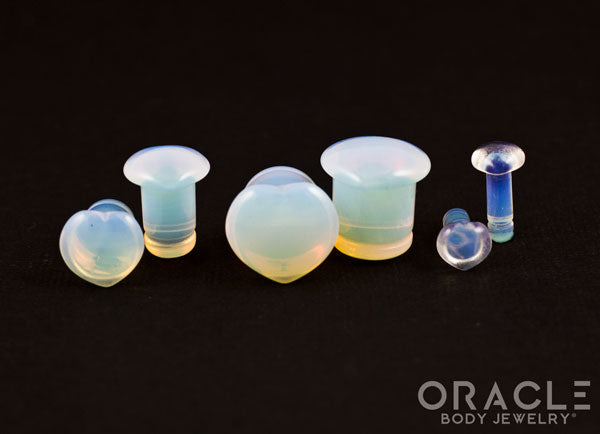 Single Flare Heart Front Opalite Plugs