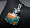Sterling Silver Spiny Oyster and Blue Topaz Pendant