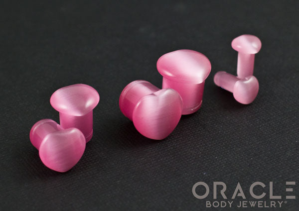 Single Flare Heart Front Bubblegum Cats Eye Plugs