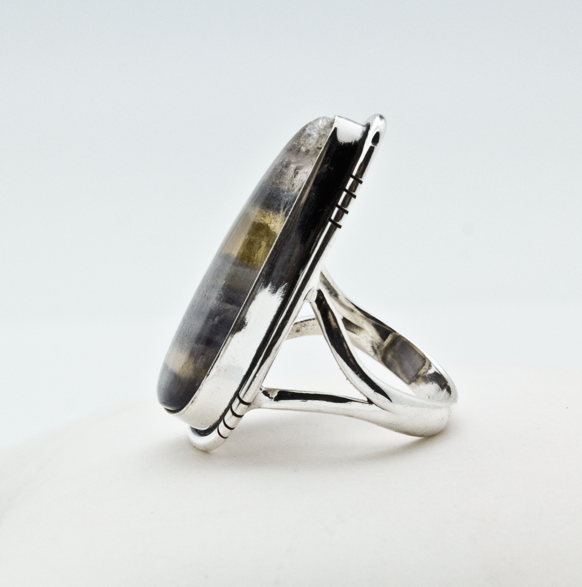 Sterling Silver Rainbow Fluorite Ring Size 7