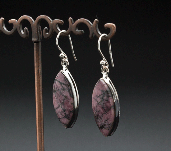 Sterling Silver Rhodonite Earrings