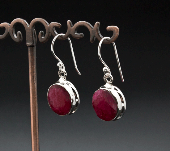 Sterling Silver Ruby Earrings