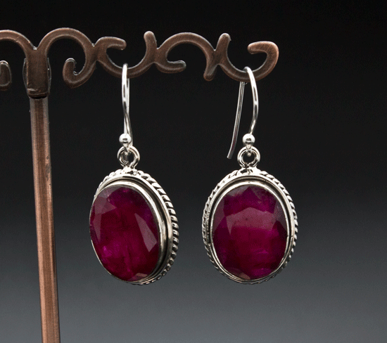 Sterling Silver Ruby Earrings