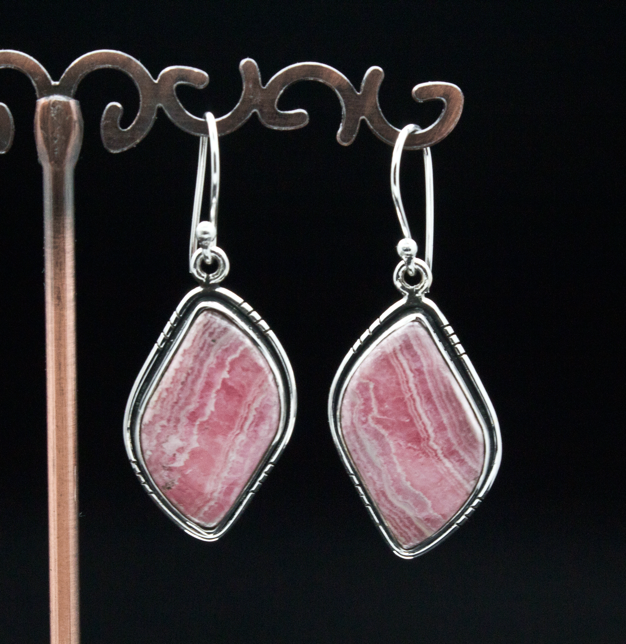 Sterling Silver Rhodochrosite Earrings