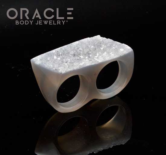Druzy Agate Double Finger Ring Size 7 and 8