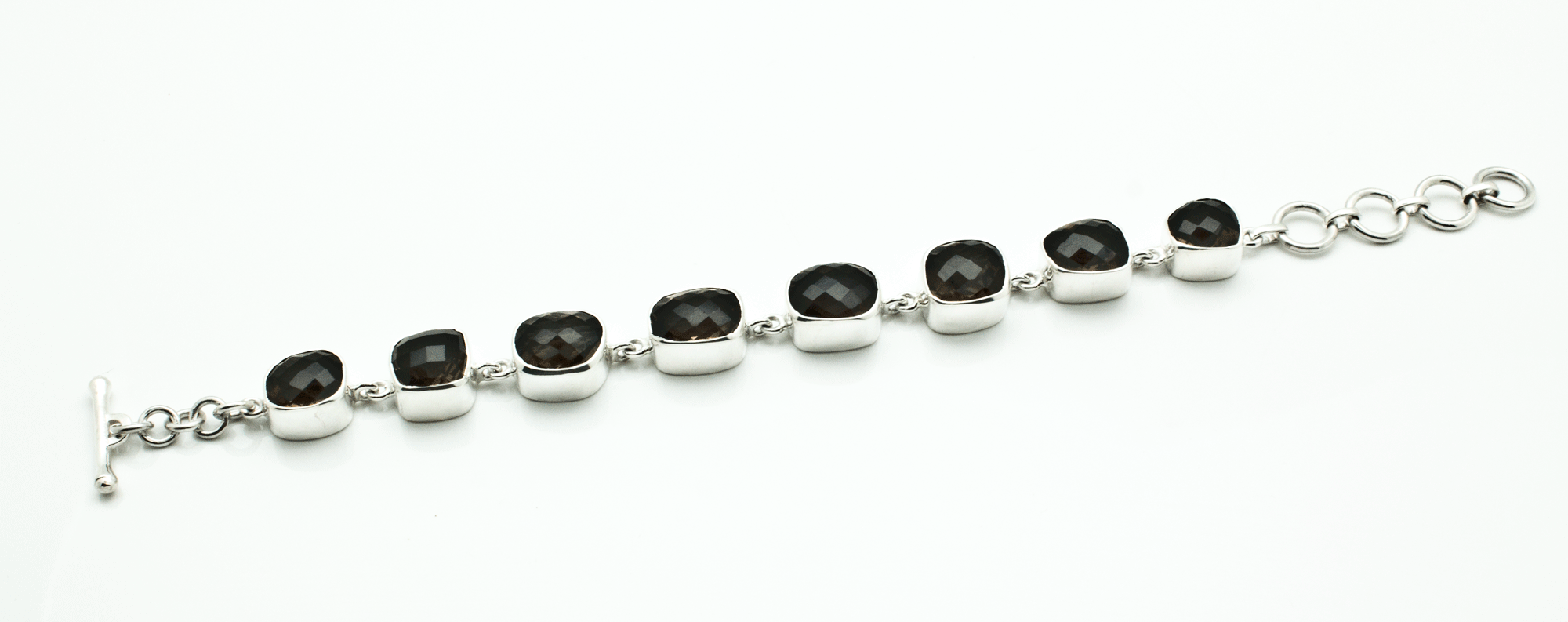 Sterling Silver Faceted Smoky Quartz Bracelet